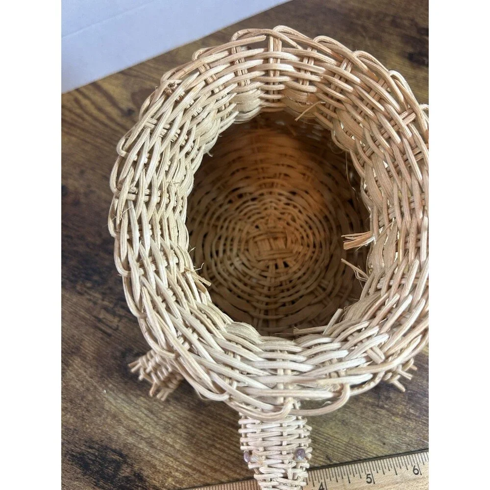 Vintage Turtle Shaped Basket Lightweight Decorative Storage Bowl 10” Long